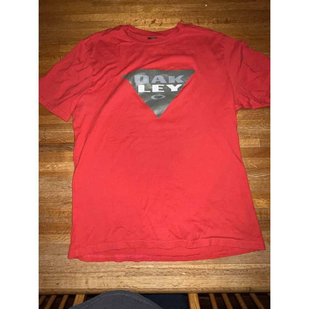 OAKLEY Men Medium Red Short‎ Sleeve Crew Neck Stretch Lightweight Regular Shirt